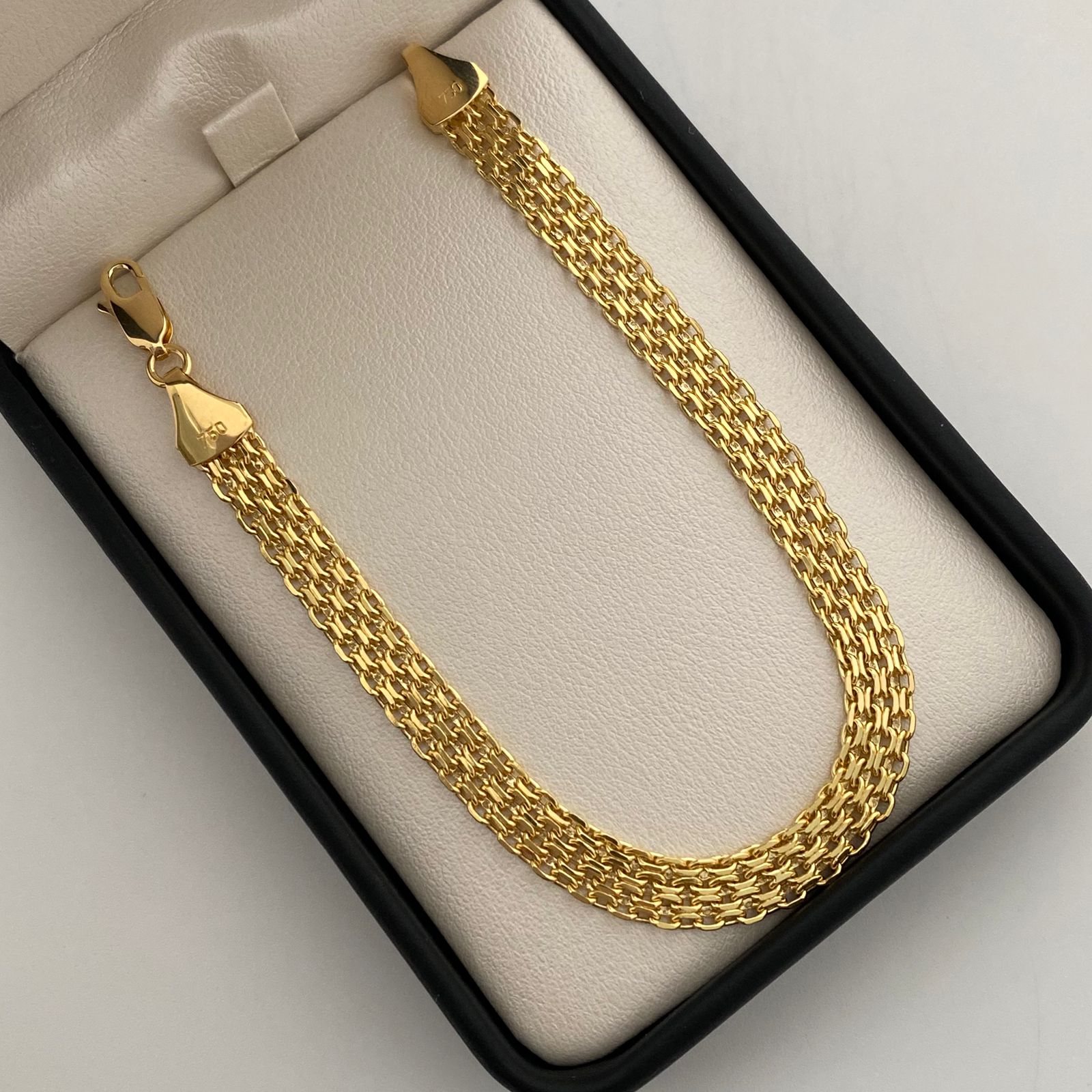 Pulso It Chino dos carriles Oro amarillo 18k +1 / 6,05 Gr / 6,4 mm / 20 Cm