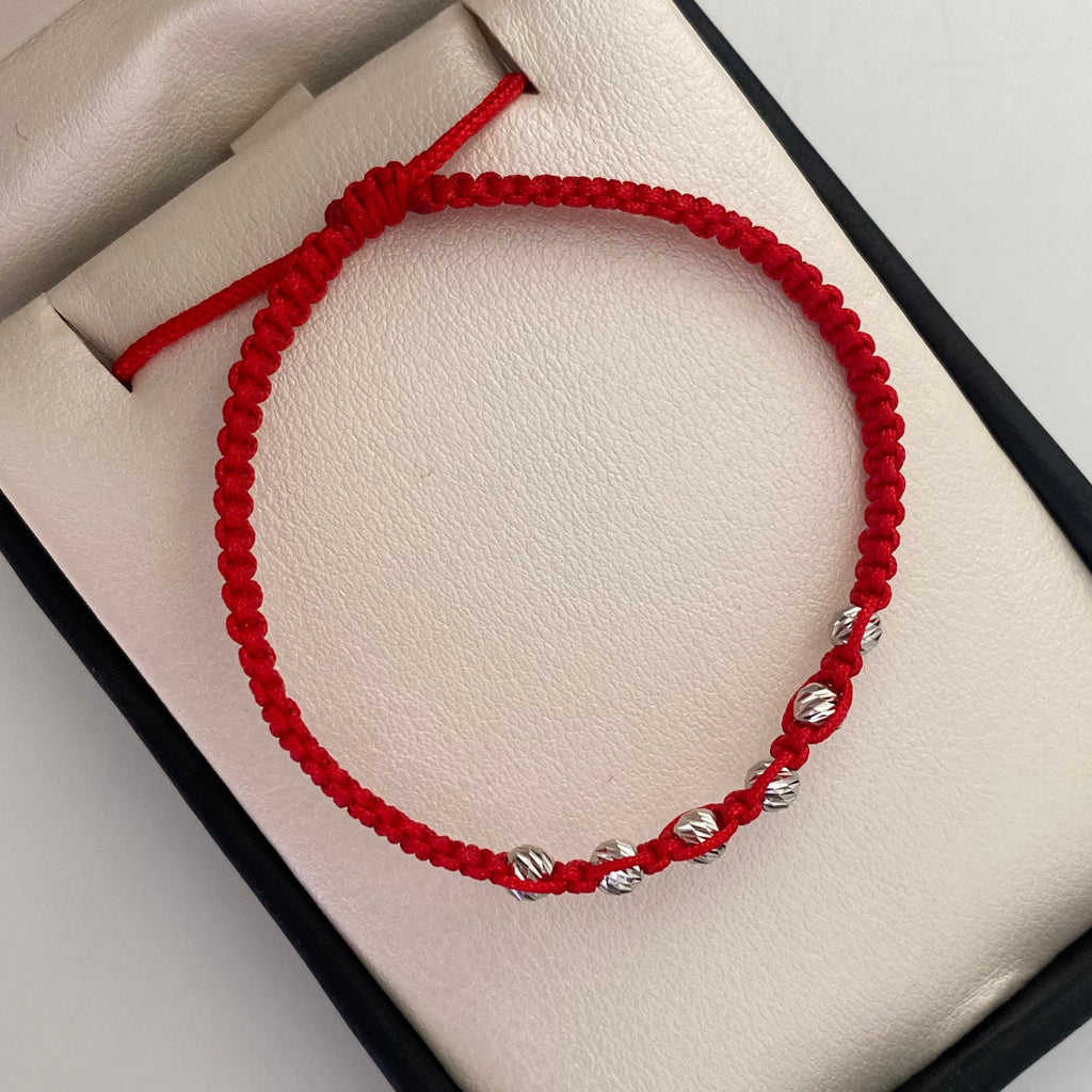 Pulsera tejida Bola Diamantada 4mm Oro blanco 18k 0,6 Gr