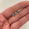 Topos flor circones azules Oro amarillo 18k 1 Gr / 8 mm