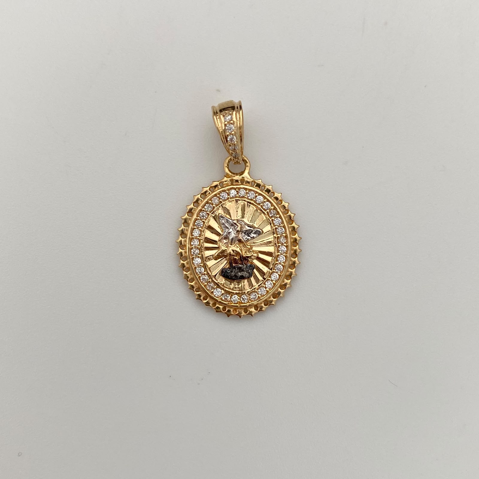 dije redondo casting blanco san miguel arcnagel oro amarillo 18k 2,9 gr / 15,9 mm / 2,6 cm