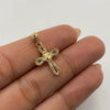 Dije Cruz trebol diamantado circones multicolor Oro amarillo 18k 1,3 Gr / 13,6 mm / 2,4 Cm