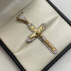 Dije Cruz circones blancos Oro amarillo y Oro blanco 18k 6,6 Gr / 25,4 mm / 5,3 Cm