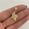 Dije Mapa de Colombia Circon Verde Oro amarillo y Oro blanco 18k 2,5 Gr / 15,5 mm / 3 Cm