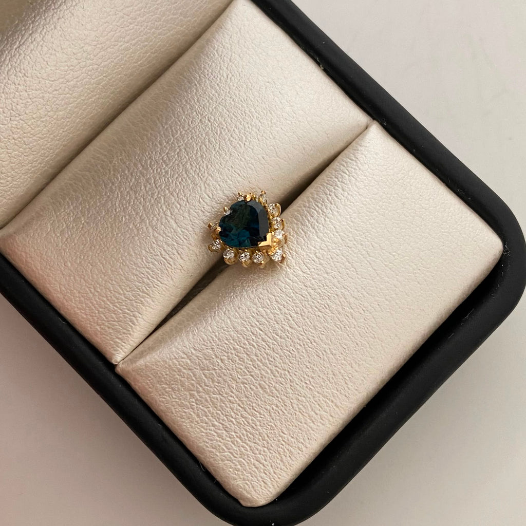Dije Pasante Corazon Topasio y Diamantes Oro amarillo 18k 1 Gr / 9,4 mm / 0,8 Cm