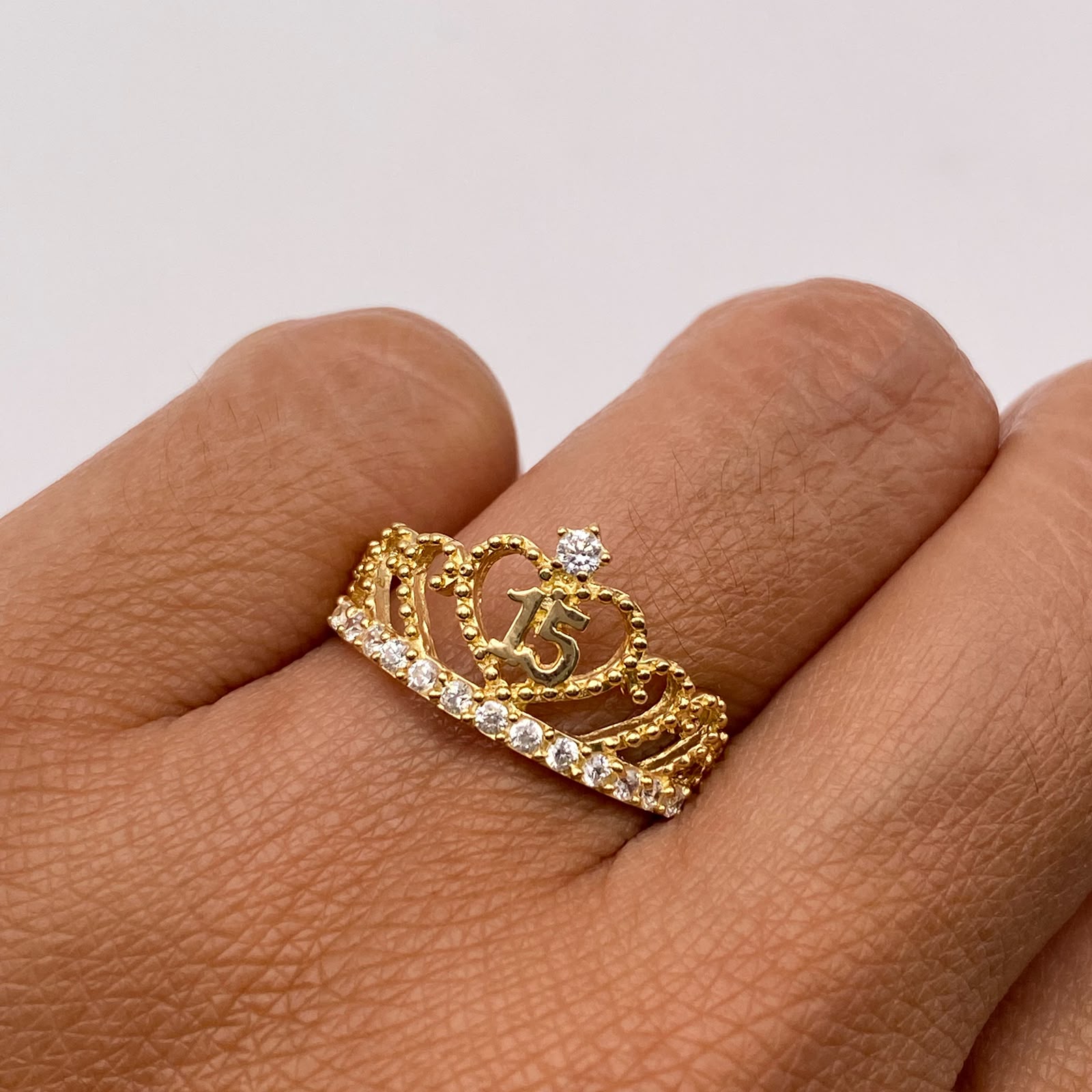 Anillo 15 Casting Blanco Oro amarillo 18k / Talla 7 1/2 / 2,65 Gr