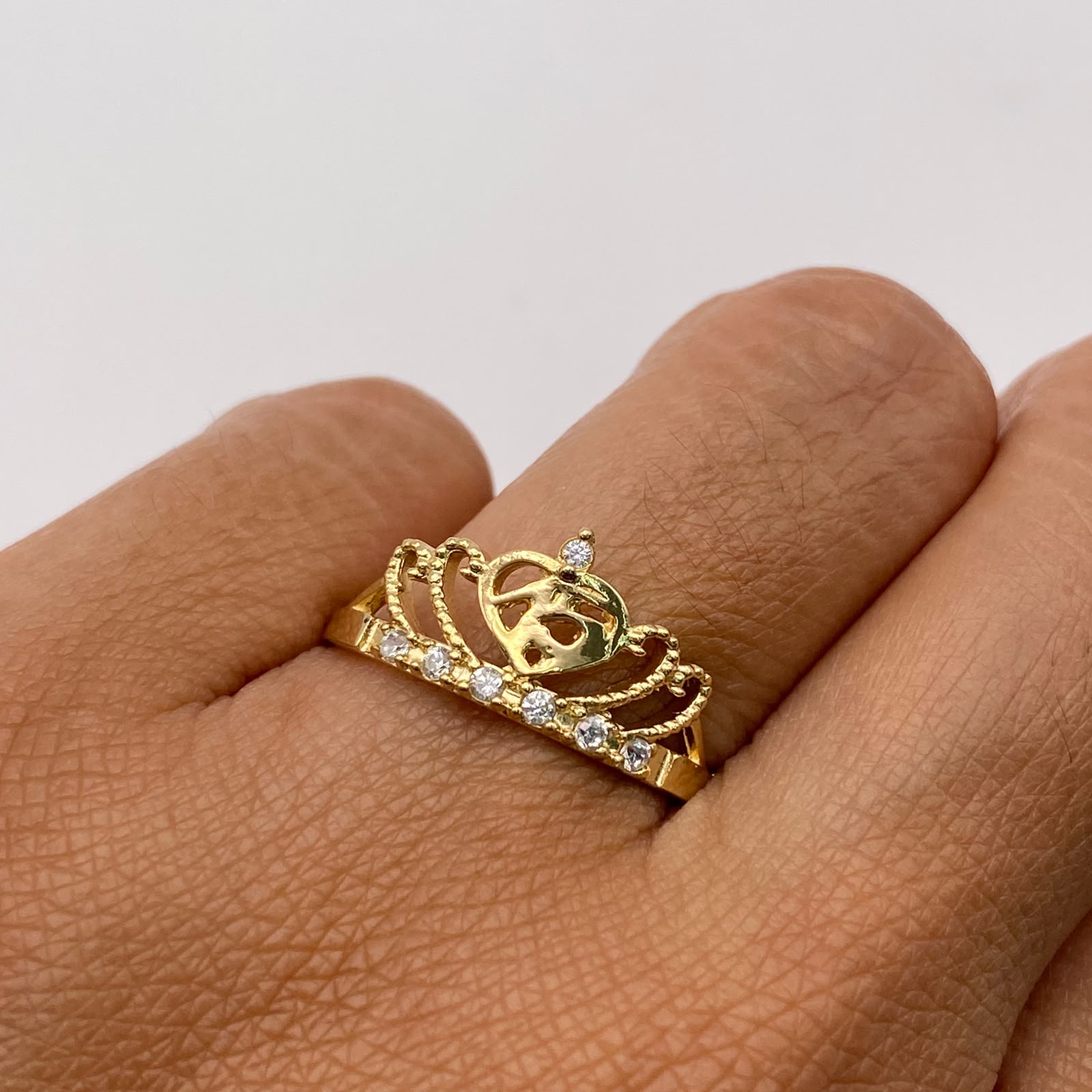 Anillo 15 Casting Blanco Oro amarillo 18k / Talla 7 / 2,45 Gr