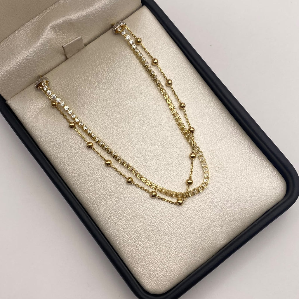 Cadena It tennis especial circones blancos Oro amarillo 18k 8,99 Gr / 4,3 mm / 45 Cm