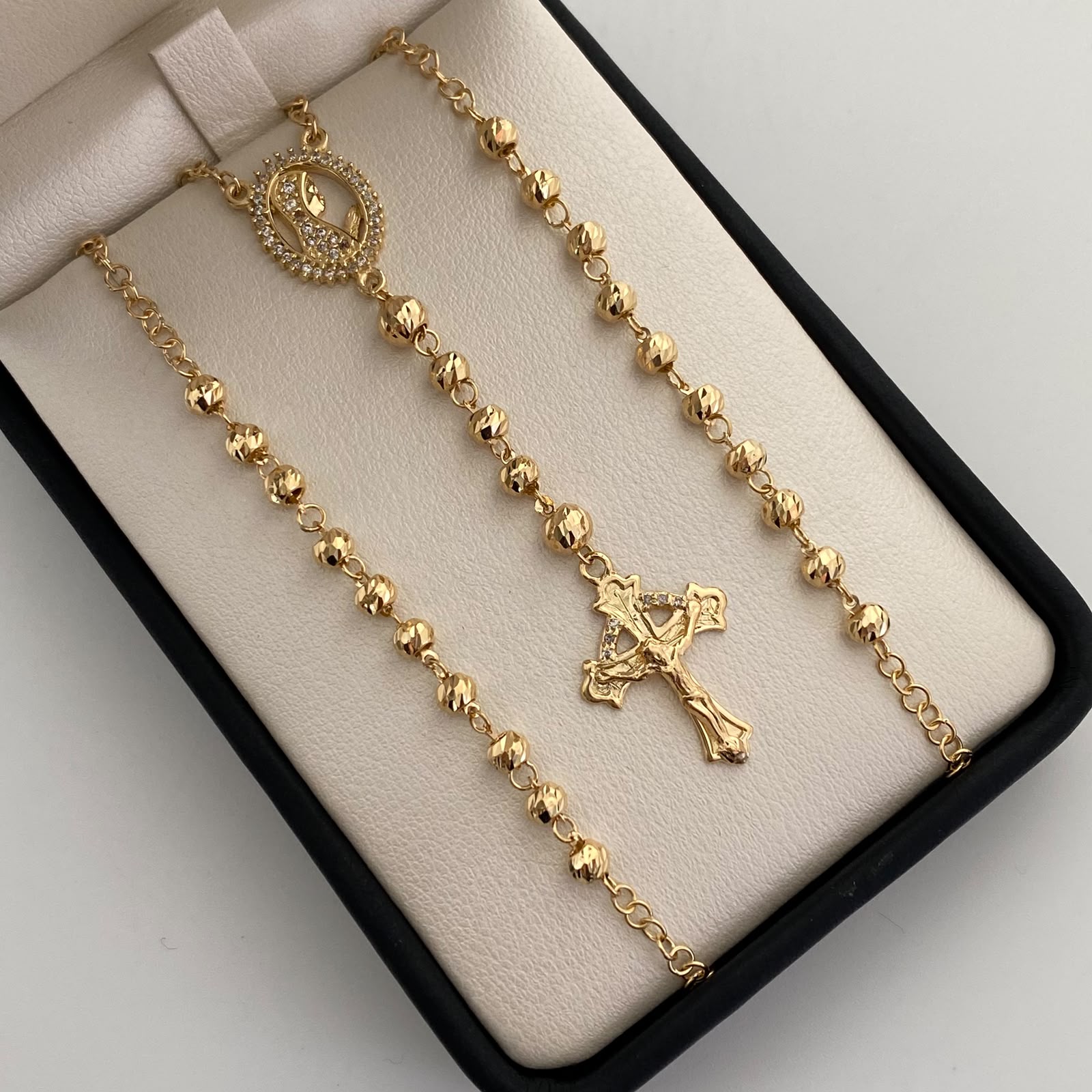 Rosario Niña Maria Casting Oro amarillo 18k 12,70 Gr / 4 mm / 60 Cm Broche 0,40