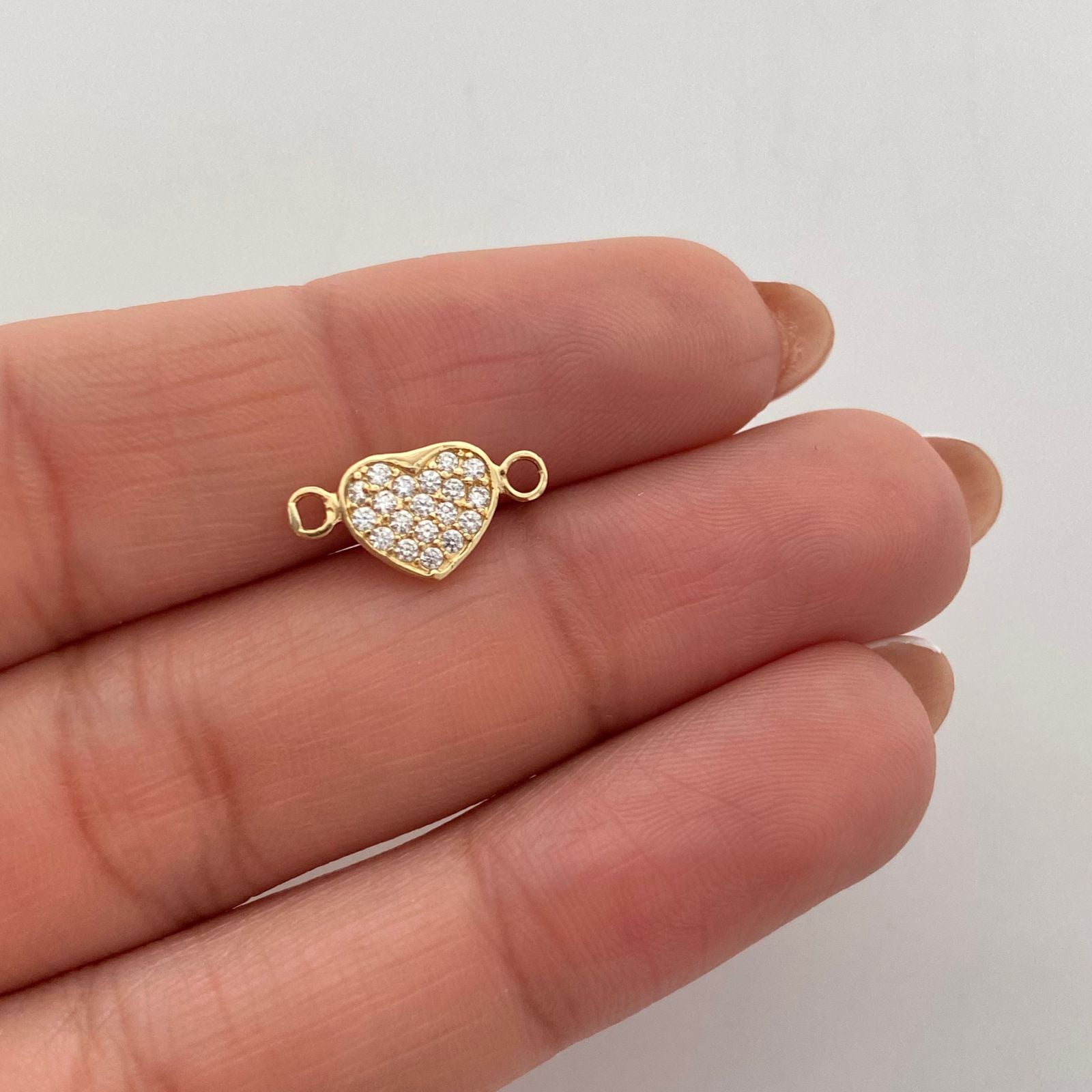 Herraje corazon con circones blancos  Oro amarillo 18k 0,6 Gr / 14,06 Cm