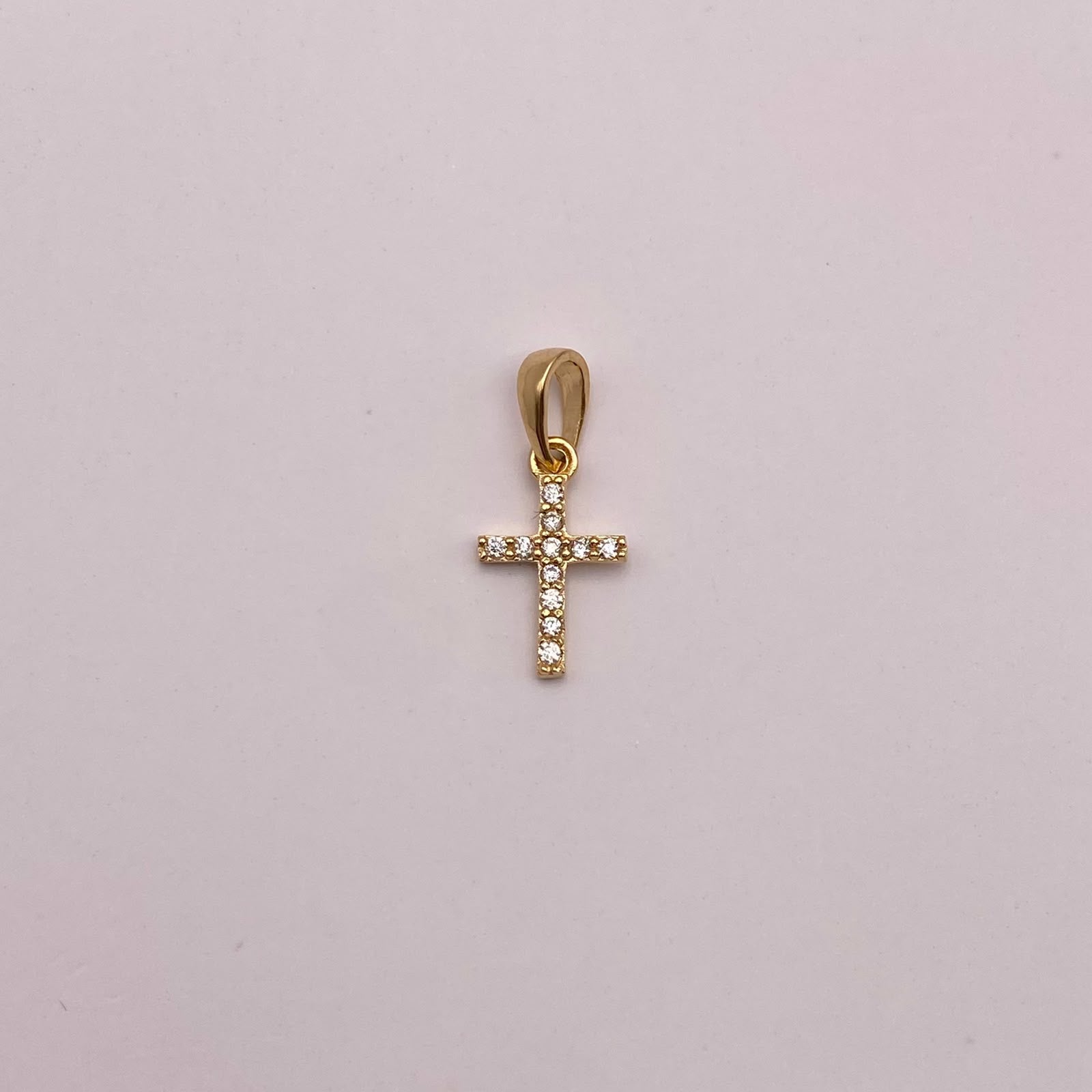 Dije cruz circones blancos Oro amarillo 18k 0,6 Gr / 7,76 mm / 1,5 Cm