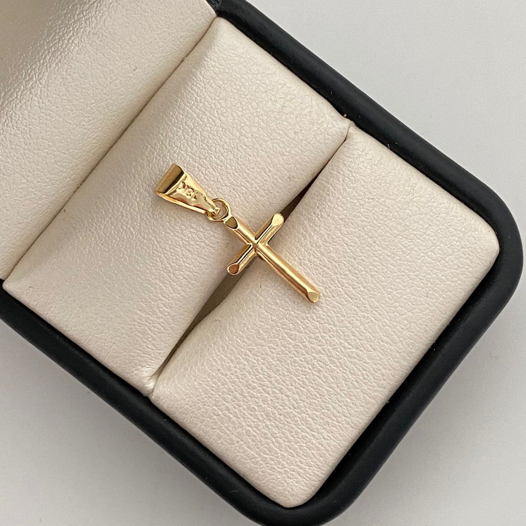 Dije cruz lisa  Oro amarillo 18k 0,45 Gr / 9,4 mm / 2,5 Cm