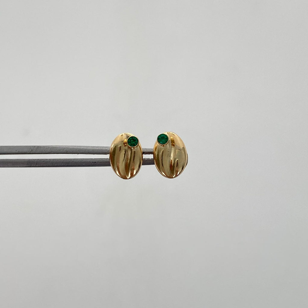 Topos Grano de Cafe Circon Verde Oro amarillo 18k 0,7 Gr / 5,4 mm