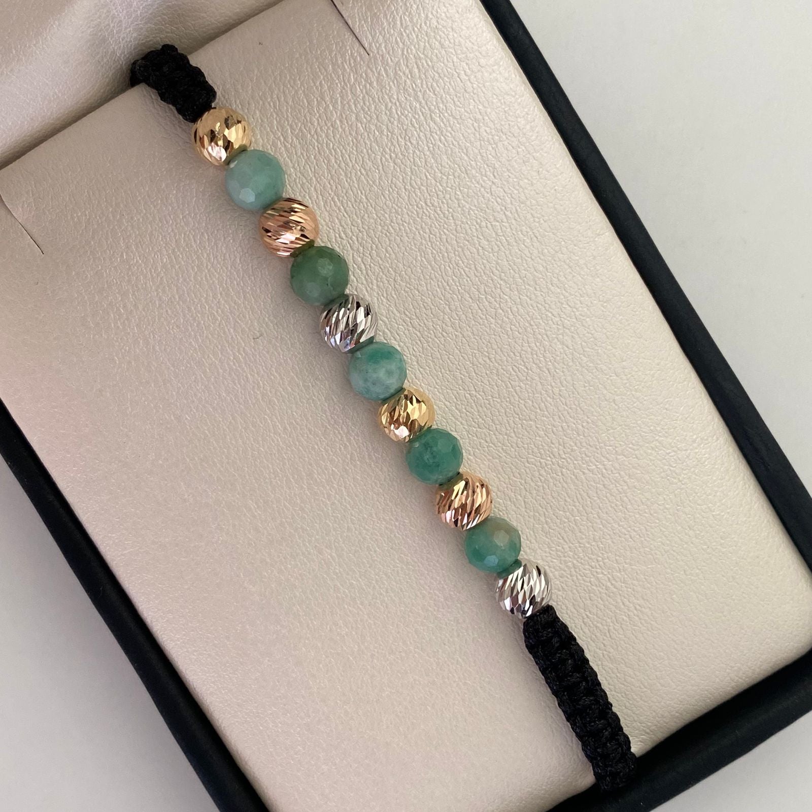 Pulsera tejida Bolas Diamantadas 6mm +Morrallas Oro amarillo y Oro rosa 18k 1,15 Gr