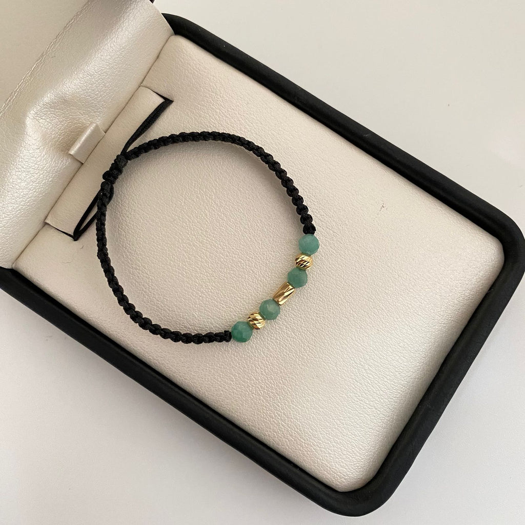 Pulsera tejida con bolas y cilindros diamantados  Oro amarillo 18k 0,3 Gr