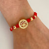 Pulsera tejida de herraje rx con bolas lisas 6mm y 3mm  Oro amarillo y Oro rosa 18k 3,65 Gr