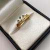 Anillo 15 Tiara casting verde y blanco Oro amarillo 18k / Talla 7 / 2 Gr