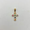 Dije cruz circulos circones multicolor Oro amarillo 18k 1,65 Gr / 14,55 mm / 2,5 Cm
