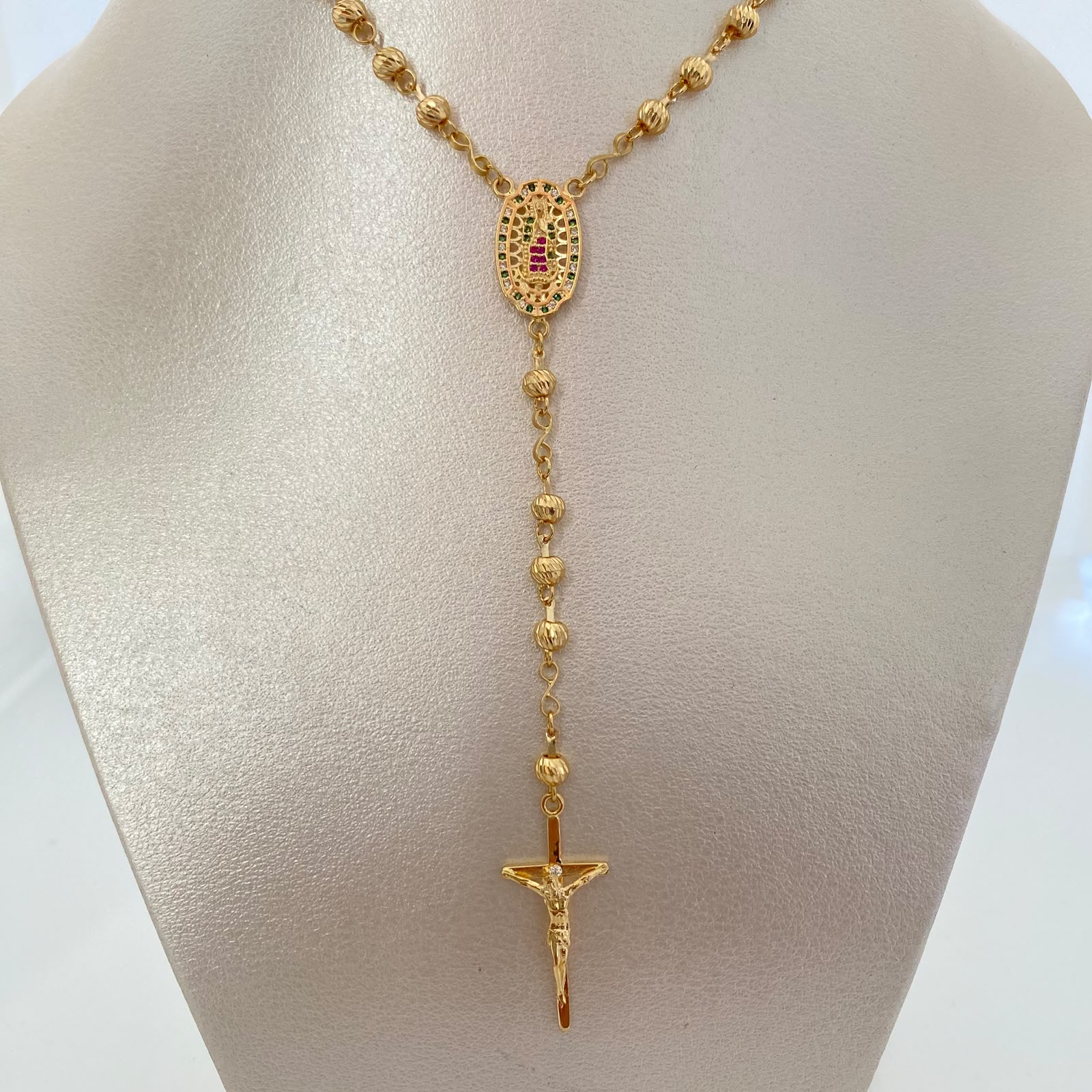 Rosario Virgen de Guadalupe Casting Oro amarillo 18k 12,00 Gr / 4,2 mm / 55 Cm Broche 0,40