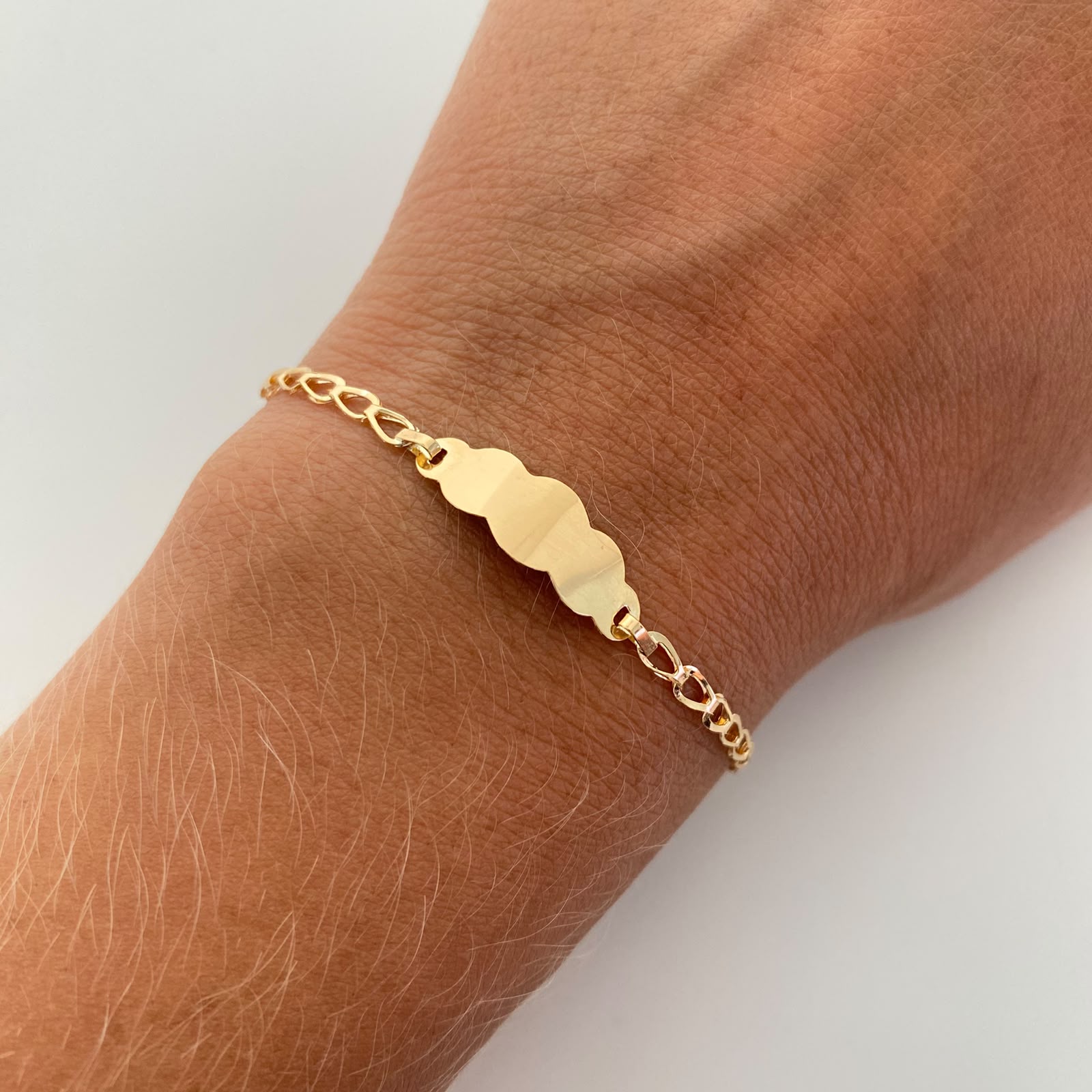 Pulso bebé Placa Nube Aro Oro amarillo 18k 1,25 Gr / 2,7 mm / 14,8 Cm Broche 0,20