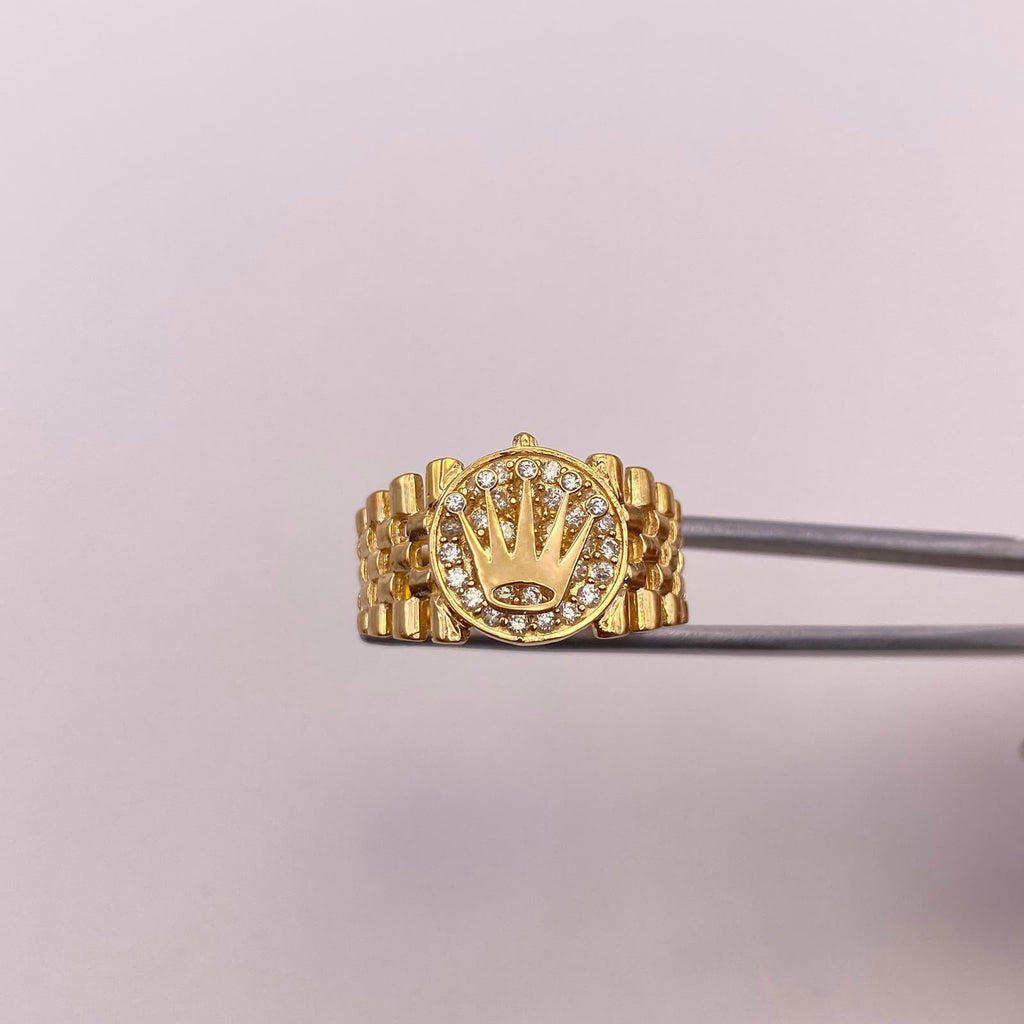 Anillo Corona rx circones blancos Oro amarillo 18k / Talla 8 1/2 / 5,55 Gr / 5,7 mm