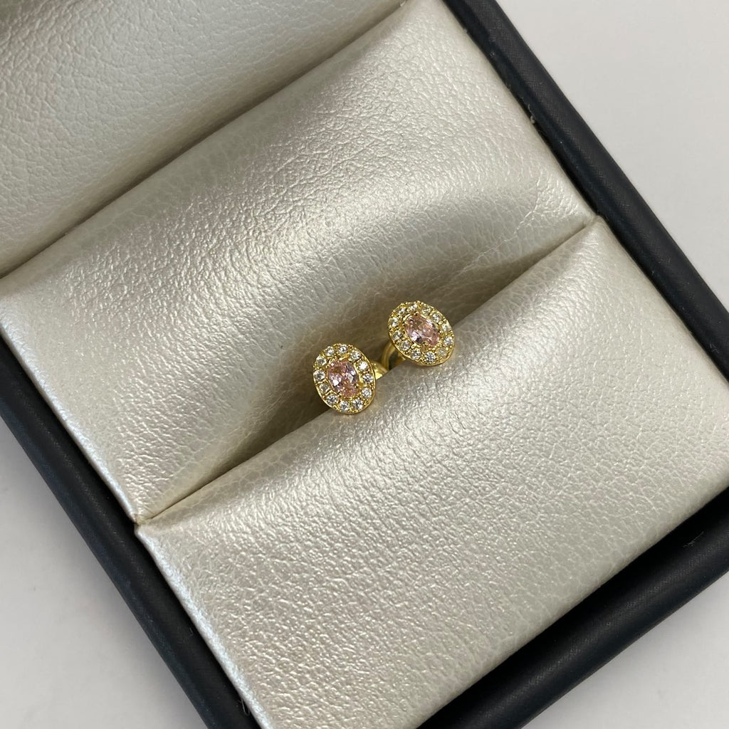 Topos Ovalado circón rosado Oro amarillo 18k 0,7 Gr / 4,5 mm