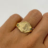 Anillo Troquel virgen milagrosa circones verde Oro amarillo 18k / Talla 9 3/4 / 2,9 Gr / 5 mm