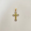 Dije cruz casting verde Oro amarillo y Oro blanco 18k 5,20 Gr / 4,5 Cm