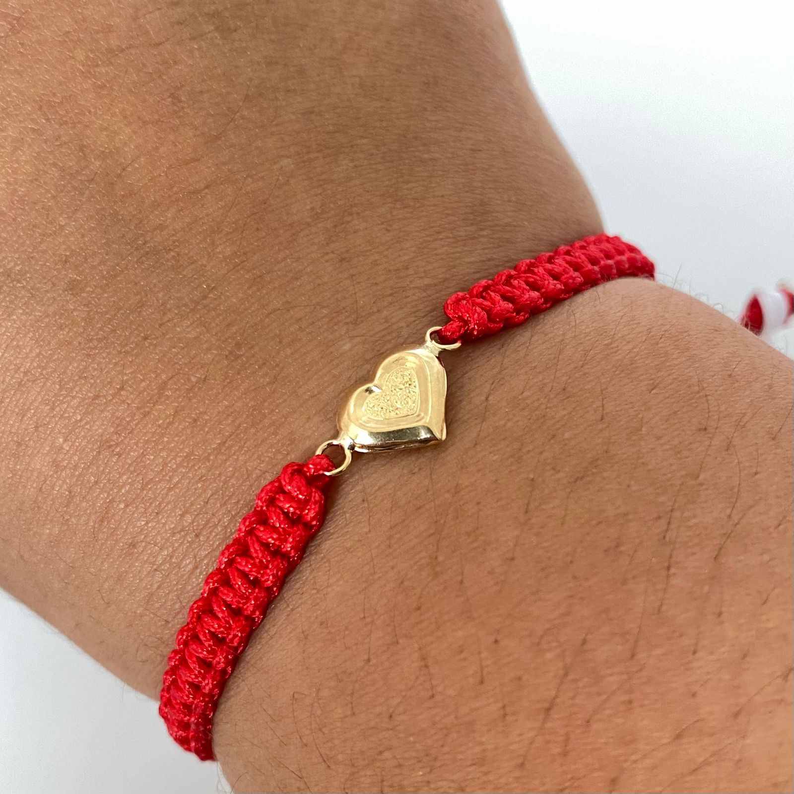 Pulsera tejida herraje corazon centro diamantado Oro amarillo 18k 0,45 Gr
