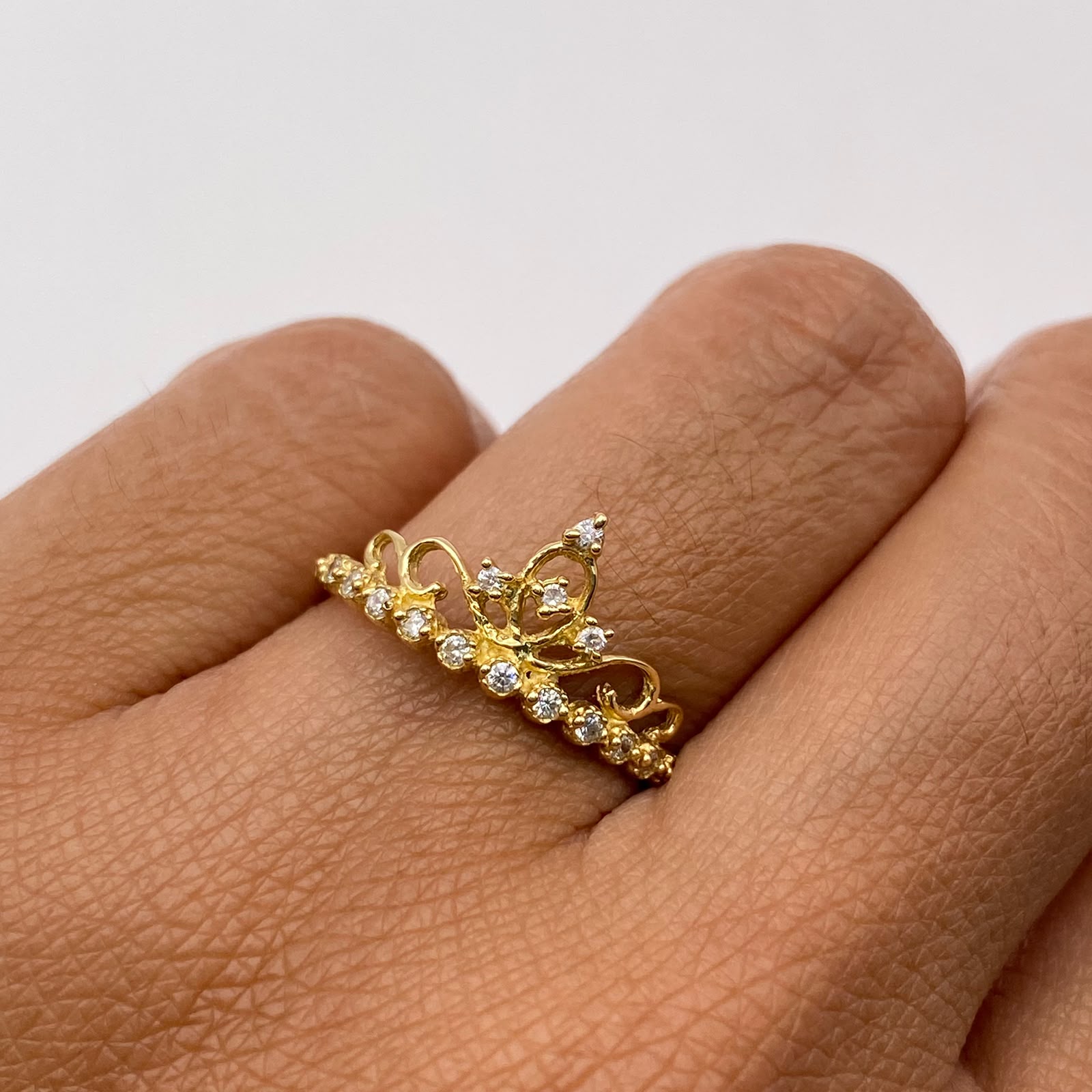 Anillo 15 Tiara casting Blanco Oro amarillo 18k / Talla 7 / 1,5 Gr