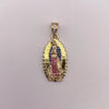 Dije Virgen de guadalupe circones azules y fucsias Oro amarillo 18k 3,15 Gr / 13,8 mm / 3,1 Cm