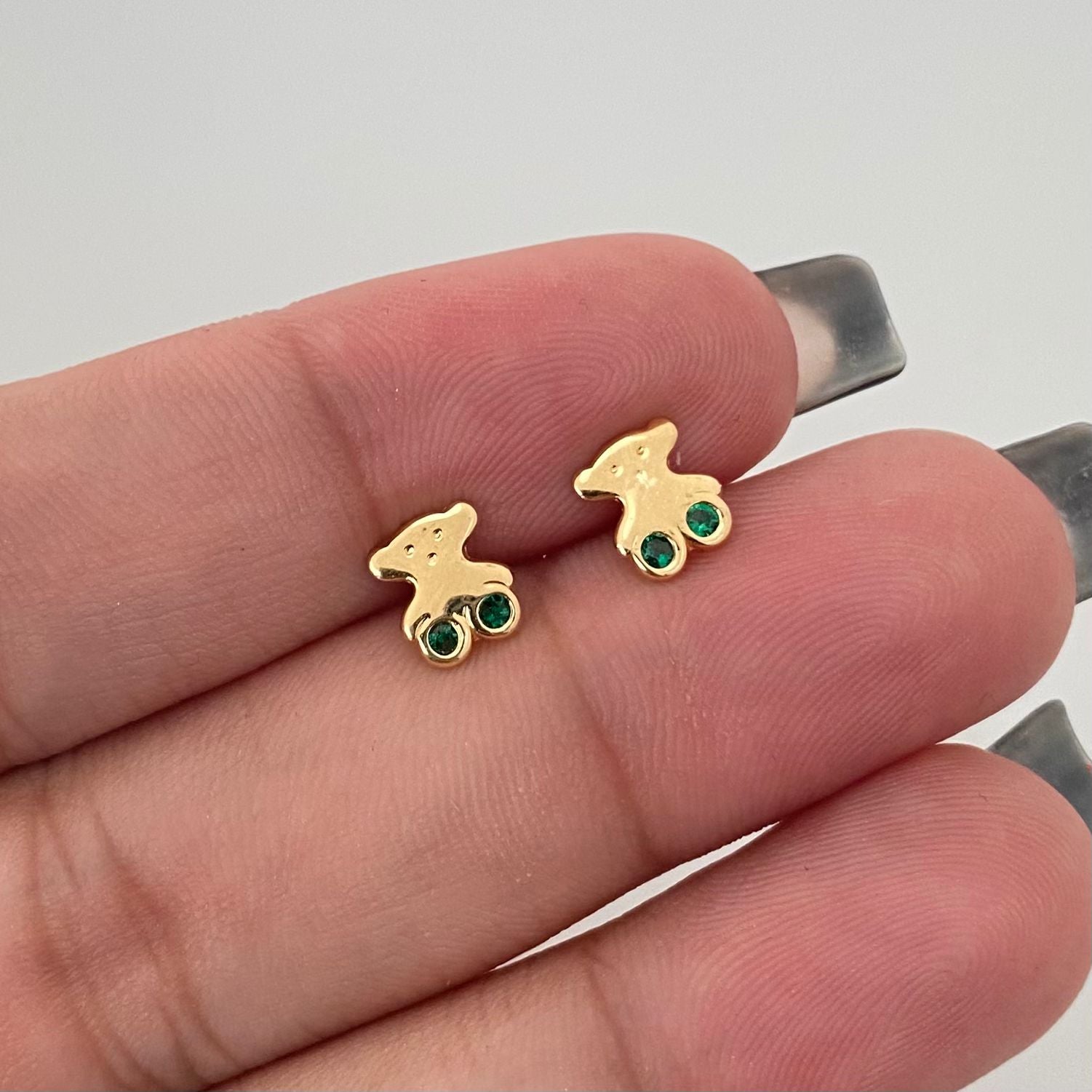 Topos oso ts circones verdes Oro amarillo 18k 0,65 Gr / 6,0 mm