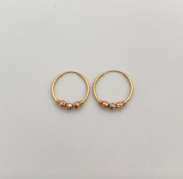 Candonga Imperdible bola diamantada 3mm Tres oros 18k 1,05 Gr / 1,5 Cm
