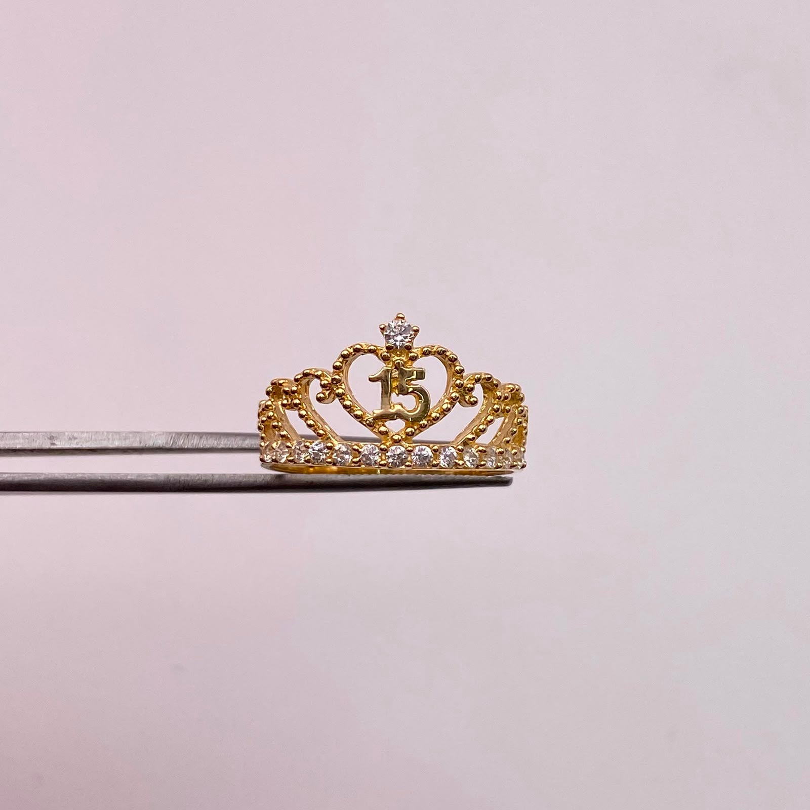 Anillo 15 Casting Blanco Oro amarillo 18k / Talla 7 1/2 / 2,65 Gr