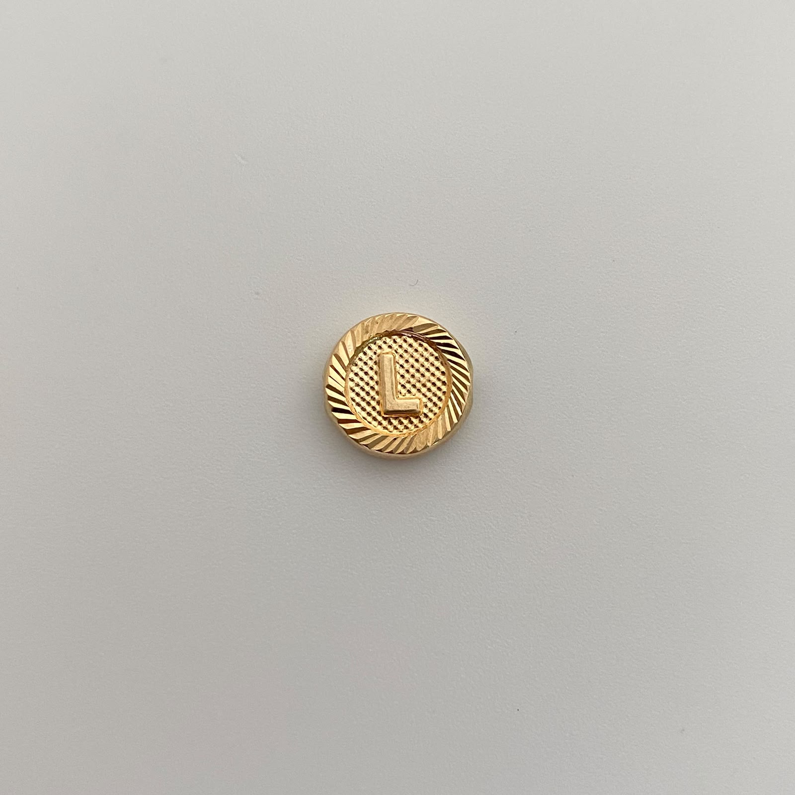 Herraje Letra L Diamantada Oro amarillo 18k 0,45 Gr / 1,1 Cm