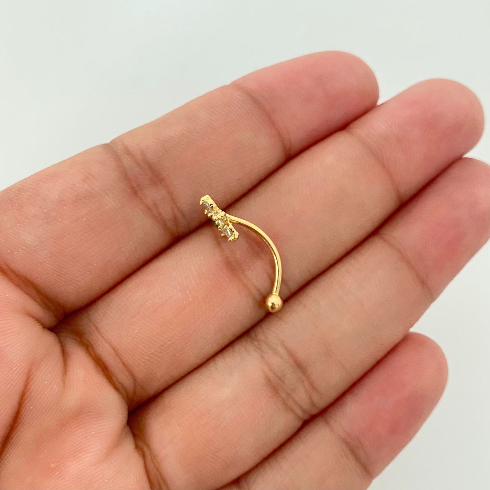 Piercing flor punto circon verde ( joya ) Oro amarillo 18k 0,8 Gr