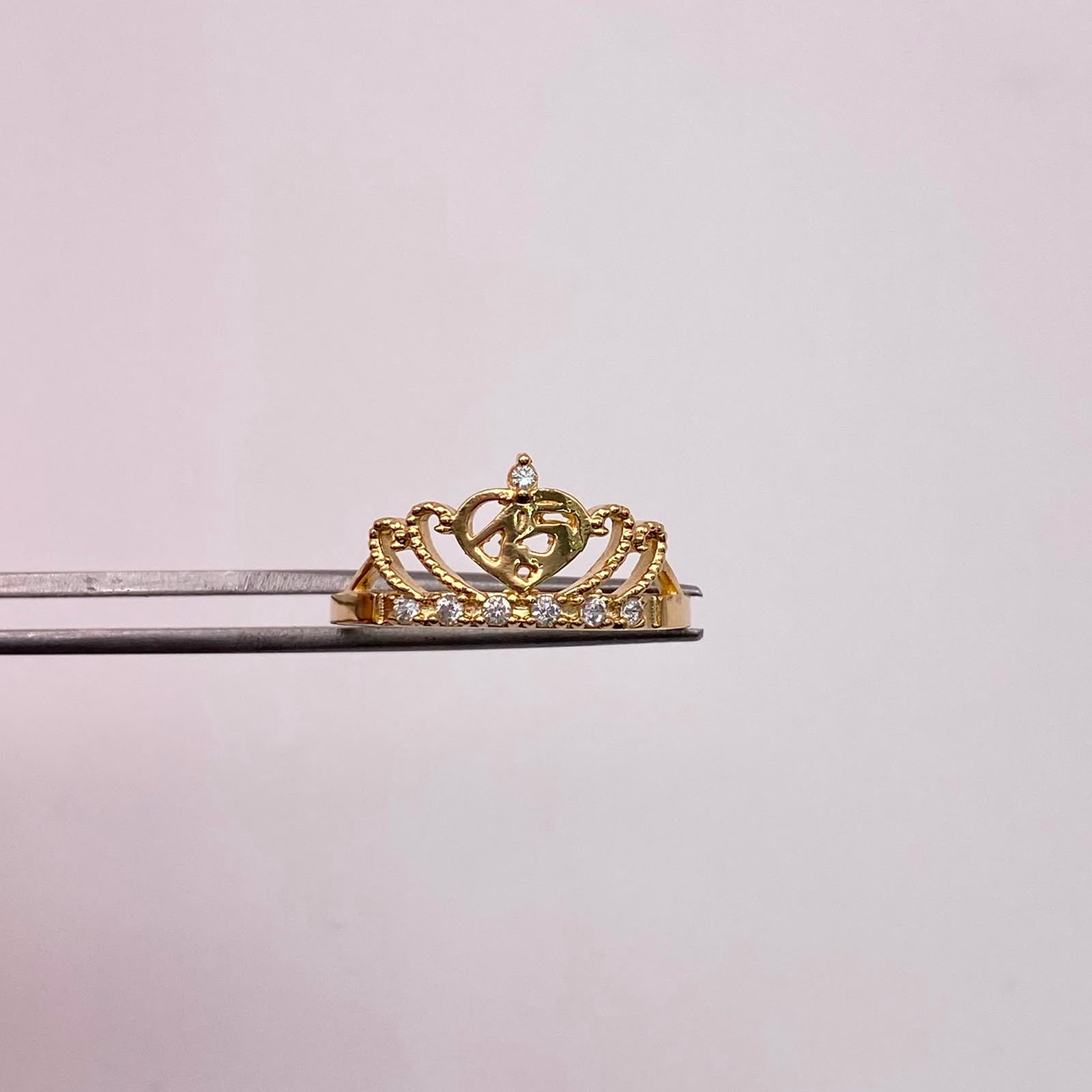 Anillo 15 Casting Blanco Oro amarillo 18k / Talla 8 / 2,35 Gr