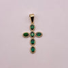 Dije Cruz circones verdes Oro amarillo 18k 3,44 Gr / 22,9 mm / 4,5 Cm
