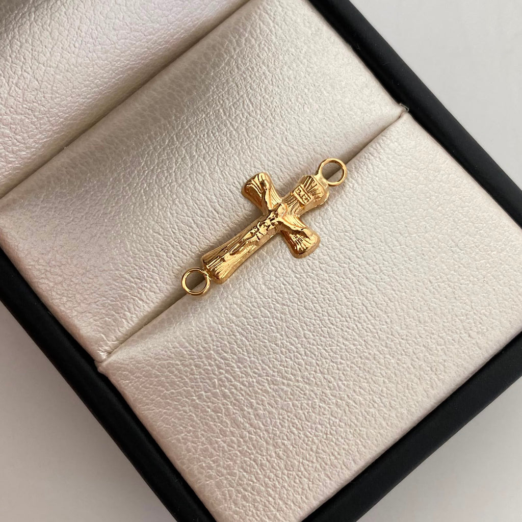 Herraje Cruz Cristo Oro amarillo 18k 0,45 Gr / 2,1 Cm