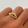 Anillo 15 Corona Casting Blanco Oro amarillo 18k / Talla 7 / 3,2 Gr