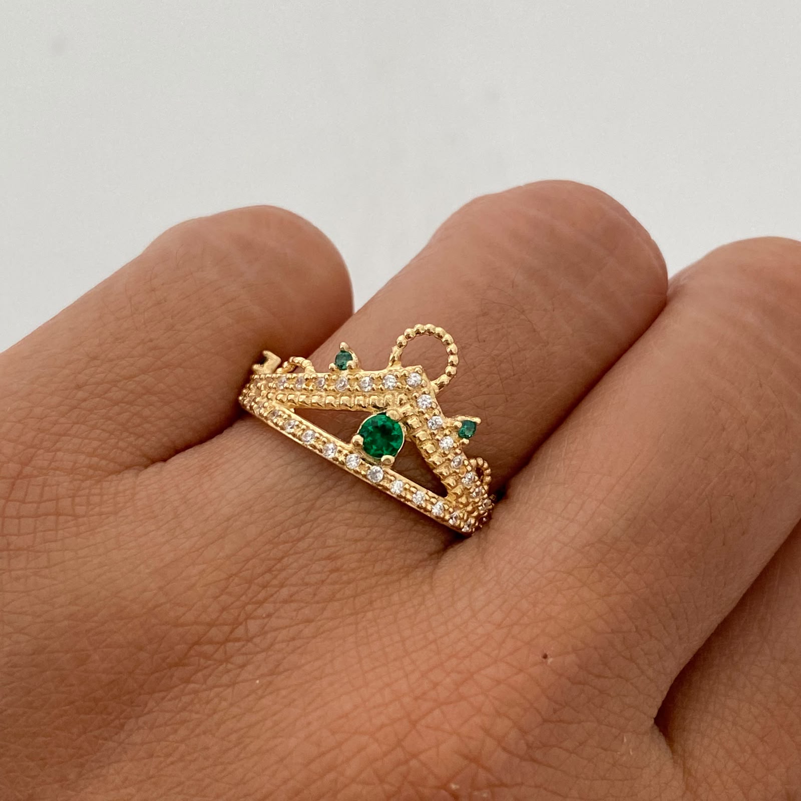 Anillo 15 Corona Casting Blanco Oro amarillo 18k / Talla 7 / 3,2 Gr