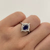 Anillo Solitario zafiro y dimantes (POR FABRICACION) 1.8mm y 1.5mm Oro blanco 18k / Talla 7 / 4,9 Gr / 2 mm