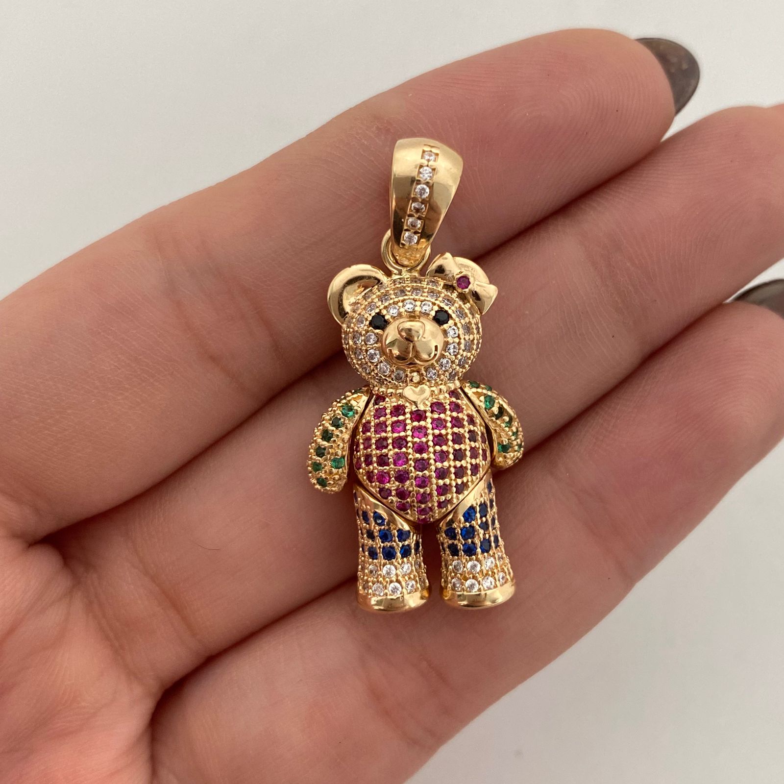 Dije Oso Articulado Circones multicolo Oro amarillo 18k 9 Gr / 17,3 mm / 4 Cm