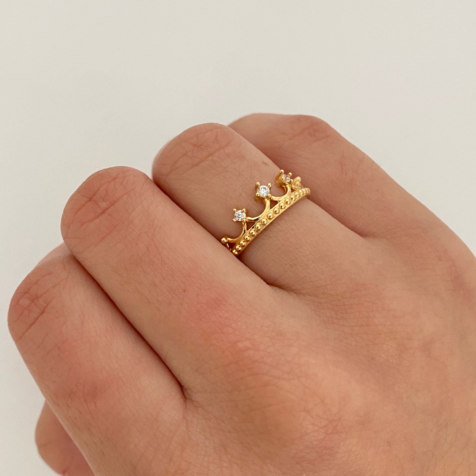 Anillo 15 corona puntas circon Oro amarillo 18k / Talla 6 / 1,75 Gr