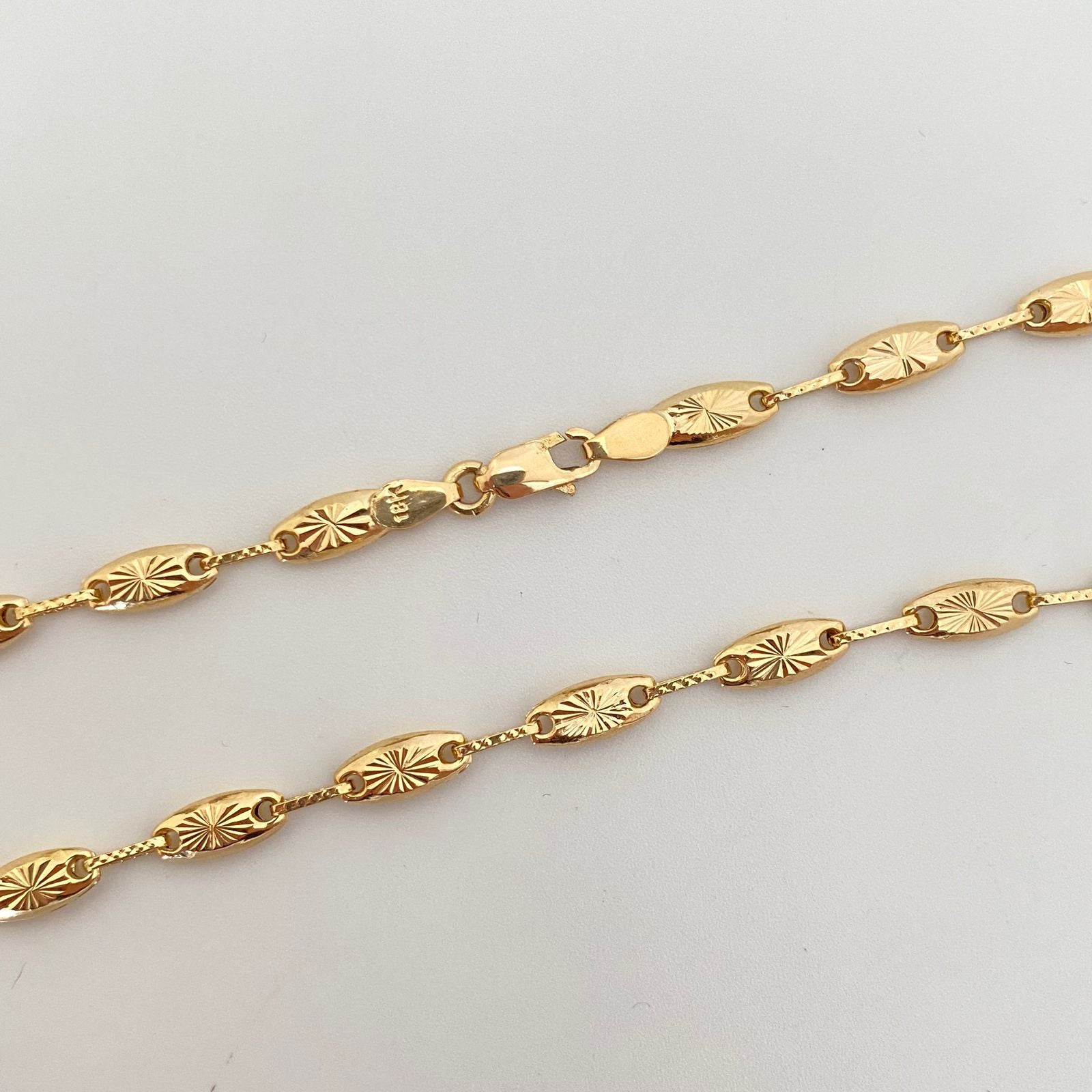 Cadena rustica barriles diamantados Oro amarillo 18k 13,55 Gr / 4,5 mm / 62 Cm Broche 0,60
