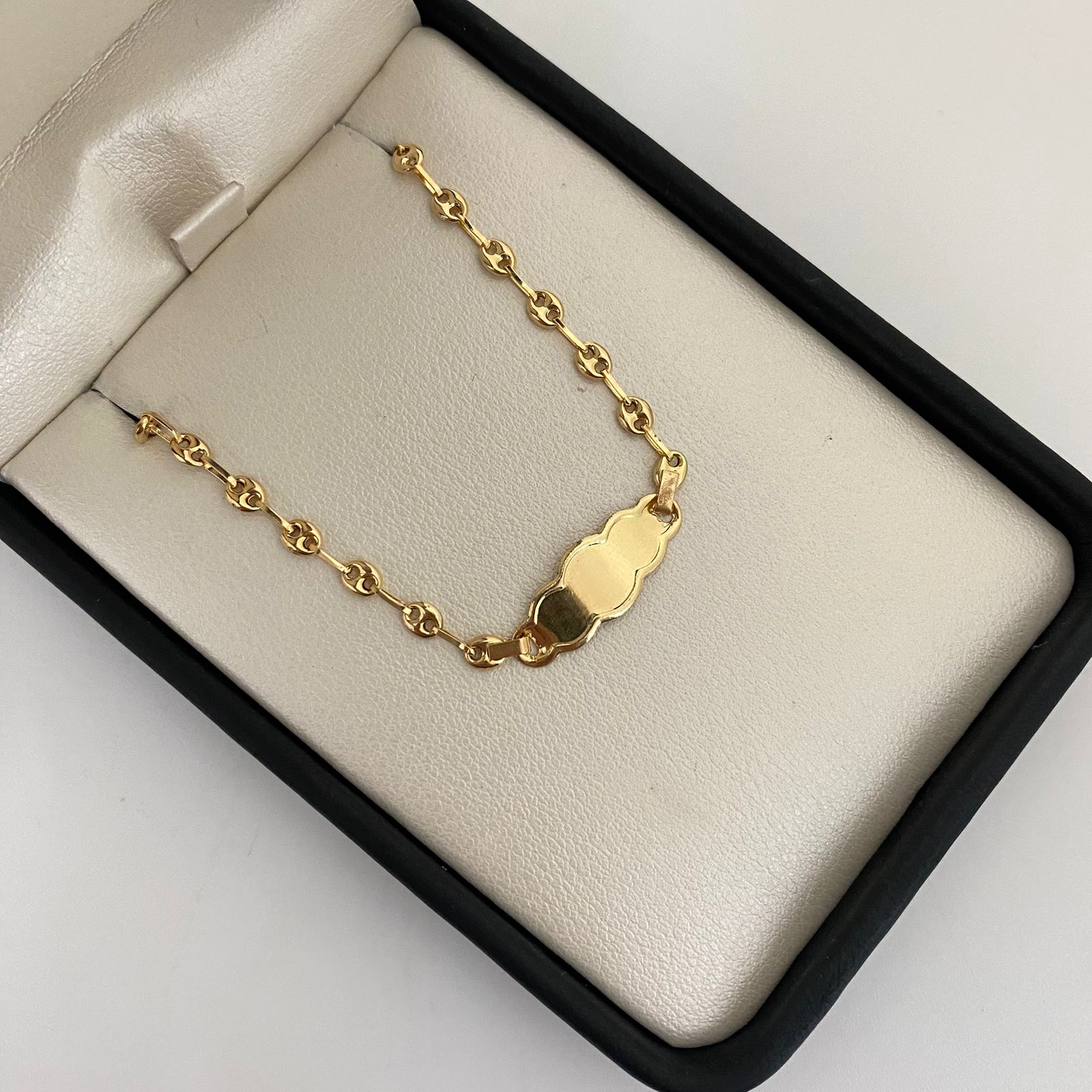 Pulso bebé placa nube  Oro amarillo 18k 2,10 Gr / 3,2 mm / 15 Cm Broche 0,40