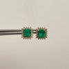 Topos Cuadradados 2.67puntos de esmerlanda y 0.1Puntos de moisanitas Oro amarillo 18k 4,5 Gr / 10,5 mm
