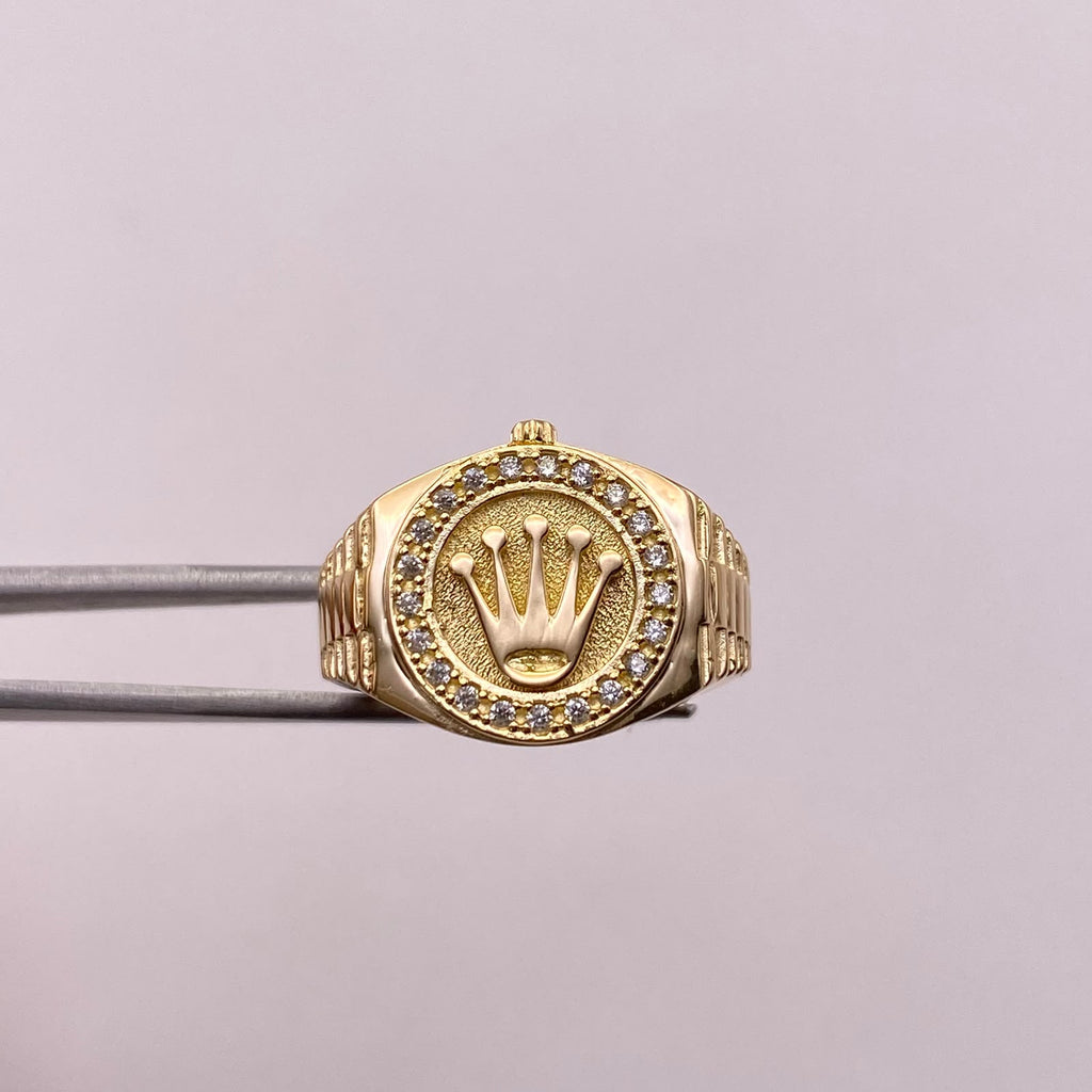 Anillo Rx circones blancos Oro amarillo 18k / Talla 9 / 7,48 Gr / 5 mm