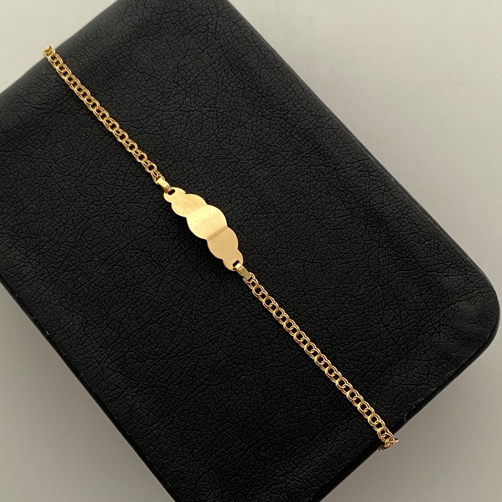 Pulso bebé Placa Nube Aro Seguido Oro amarillo 18k 1,45 Gr / 2,7 mm / 15,1 Cm Broche 0,20