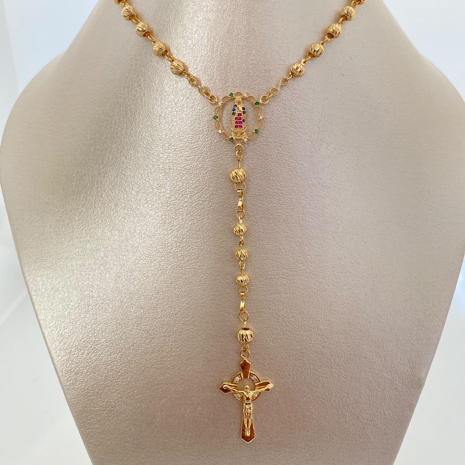 Rosario Virgen de Guadalupe Casting Oro amarillo 18k 11,70 Gr / 4 mm / 50 Cm Broche 0,40