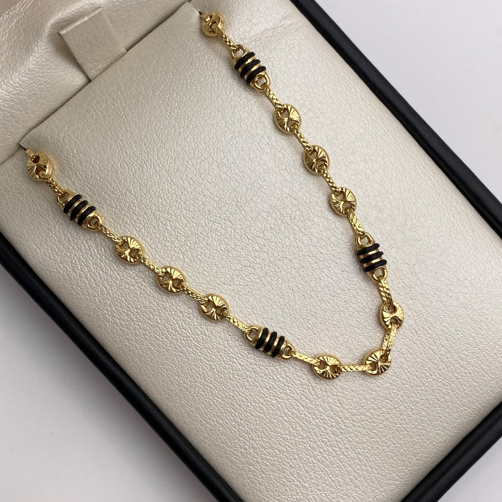 Cadena Gc rustica cauchos negros Oro amarillo 18k 11,75 Gr / 4,1 mm / 60 Cm Broche 0,40